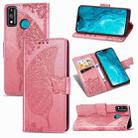 For Huawei Honor 9X Lite Butterfly Love Flower Embossed Horizontal Flip Leather Case with Bracket / Card Slot / Wallet / Lanyard(Pink) - 1