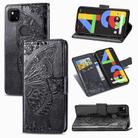 For Google Pixel 4A Butterfly Love Flower Embossed Horizontal Flip Leather Case with Bracket / Card Slot / Wallet / Lanyard(Black) - 1