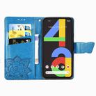 For Google Pixel 4A Butterfly Love Flower Embossed Horizontal Flip Leather Case with Bracket / Card Slot / Wallet / Lanyard(Blue) - 4