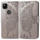 For Google Pixel 4A Butterfly Love Flower Embossed Horizontal Flip Leather Case with Bracket / Card Slot / Wallet / Lanyard(Grey) - 2