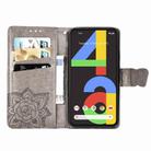 For Google Pixel 4A Butterfly Love Flower Embossed Horizontal Flip Leather Case with Bracket / Card Slot / Wallet / Lanyard(Grey) - 4