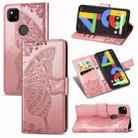 For Google Pixel 4A Butterfly Love Flower Embossed Horizontal Flip Leather Case with Bracket / Card Slot / Wallet / Lanyard(Rose Gold) - 1