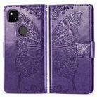 For Google Pixel 4A Butterfly Love Flower Embossed Horizontal Flip Leather Case with Bracket / Card Slot / Wallet / Lanyard(Dark Purple) - 2