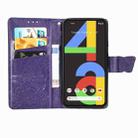 For Google Pixel 4A Butterfly Love Flower Embossed Horizontal Flip Leather Case with Bracket / Card Slot / Wallet / Lanyard(Dark Purple) - 4