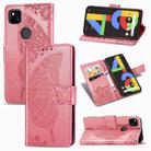 For Google Pixel 4A Butterfly Love Flower Embossed Horizontal Flip Leather Case with Bracket / Card Slot / Wallet / Lanyard(Pink) - 1