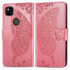 For Google Pixel 4A Butterfly Love Flower Embossed Horizontal Flip Leather Case with Bracket / Card Slot / Wallet / Lanyard(Pink) - 2