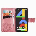 For Google Pixel 4A Butterfly Love Flower Embossed Horizontal Flip Leather Case with Bracket / Card Slot / Wallet / Lanyard(Pink) - 4