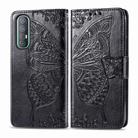 For OPPO Reno3 Pro Butterfly Love Flower Embossed Horizontal Flip Leather Case with Bracket / Card Slot / Wallet / Lanyard(Black) - 1