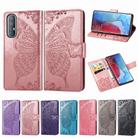 For OPPO Reno3 Pro Butterfly Love Flower Embossed Horizontal Flip Leather Case with Bracket / Card Slot / Wallet / Lanyard(Black) - 5