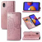 For Samsung Galaxy A01 Core Mandala Flower Embossed Horizontal Flip Leather Case with Bracket / Card Slot / Wallet / Lanyard01 Core Mandala Flower Embossed Horizontal Flip Leather Case with Bracket / Card Slot / Wallet / Lanyard(Rose Gold) - 1