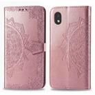 For Samsung Galaxy A01 Core Mandala Flower Embossed Horizontal Flip Leather Case with Bracket / Card Slot / Wallet / Lanyard01 Core Mandala Flower Embossed Horizontal Flip Leather Case with Bracket / Card Slot / Wallet / Lanyard(Rose Gold) - 2