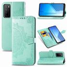 For Huawei Honor Play 4 Mandala Flower Embossed Horizontal Flip Leather Case with Bracket / Card Slot / Wallet / Lanyard(Green) - 1