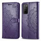 For Huawei Honor Play 4 Mandala Flower Embossed Horizontal Flip Leather Case with Bracket / Card Slot / Wallet / Lanyard(Purple) - 2