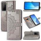 For Huawei Honor Play 4 Mandala Flower Embossed Horizontal Flip Leather Case with Bracket / Card Slot / Wallet / Lanyard(Gray) - 1