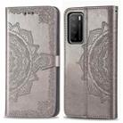 For Huawei Honor Play 4 Mandala Flower Embossed Horizontal Flip Leather Case with Bracket / Card Slot / Wallet / Lanyard(Gray) - 2