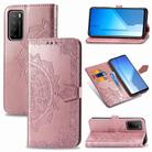 For Huawei Honor Play 4 Mandala Flower Embossed Horizontal Flip Leather Case with Bracket / Card Slot / Wallet / Lanyard(Rose Gold) - 1