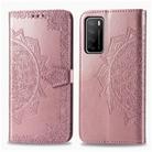 For Huawei Honor Play 4 Mandala Flower Embossed Horizontal Flip Leather Case with Bracket / Card Slot / Wallet / Lanyard(Rose Gold) - 2