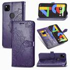 For Google Pixel 4a Mandala Flower Embossed Horizontal Flip Leather Case with Bracket / Card Slot / Wallet / Lanyard(Purple) - 1