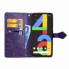 For Google Pixel 4a Mandala Flower Embossed Horizontal Flip Leather Case with Bracket / Card Slot / Wallet / Lanyard(Purple) - 3
