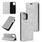 For iPhone 12 Pro Max Retro-skin Business Magnetic Suction Leather Case with Holder & Card Slots & Wallet(Grey) - 1