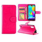 For Samsung Galaxy M01 Crazy Horse Texture Leather Horizontal Flip Protective Case with Holder & Card Slots & Wallet & Photo Frame(Magenta) - 1