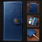 For Motorola Edge Retro Solid Color Leather Buckle Phone Case with Lanyard & Photo Frame & Card Slot & Wallet & Stand Function(Blue) - 1