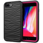For iPhone 6/7/8G Wave Pattern 3 in 1 Silicone+PC Shockproof Protective Case(Black+Hot Pink) - 1