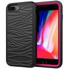 For iPhone SE 2022 / SE 2020 Wave Pattern 3 in 1 Silicone+PC Shockproof Protective Case(Black+Hot Pink) - 1
