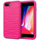 For iPhone SE 2022 / SE 2020 Wave Pattern 3 in 1 Silicone+PC Shockproof Protective Case(Hot Pink) - 1