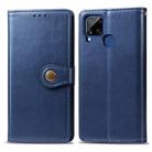 For OPPO Realme C15 Retro Solid Color Leather Buckle Phone Case with Lanyard & Photo Frame & Card Slot & Wallet & Stand Function(Blue) - 2