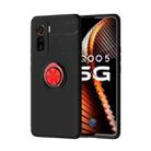 For VIVO IQOO 5 Metal Ring Holder 360 Degree Rotating TPU Case(Black+Red) - 1