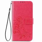 For OnePlus 8 Four-leaf Clasp Embossed Buckle PU Leather Case with Holder & Card Slots & Wallet & Hand Strap(Magenta) - 2
