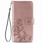 For OnePlus 8 Four-leaf Clasp Embossed Buckle PU Leather Case with Holder & Card Slots & Wallet & Hand Strap(Rose Gold) - 2