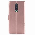 For OnePlus 8 Four-leaf Clasp Embossed Buckle PU Leather Case with Holder & Card Slots & Wallet & Hand Strap(Rose Gold) - 3