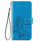 For OnePlus 8 Four-leaf Clasp Embossed Buckle PU Leather Case with Holder & Card Slots & Wallet & Hand Strap(Blue) - 1
