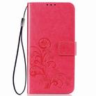 For OnePlus 8 Pro Four-leaf Clasp Embossed Buckle PU Leather Case with Holder & Card Slots & Wallet & Hand Strap(Magenta) - 2