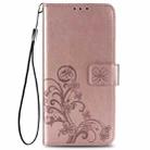 For OnePlus 8 Pro Four-leaf Clasp Embossed Buckle PU Leather Case with Holder & Card Slots & Wallet & Hand Strap(Rose Gold) - 2