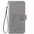 For OnePlus 8 Pro Four-leaf Clasp Embossed Buckle PU Leather Case with Holder & Card Slots & Wallet & Hand Strap(Grey) - 1