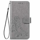 For OnePlus 8 Pro Four-leaf Clasp Embossed Buckle PU Leather Case with Holder & Card Slots & Wallet & Hand Strap(Grey) - 2