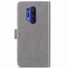 For OnePlus 8 Pro Four-leaf Clasp Embossed Buckle PU Leather Case with Holder & Card Slots & Wallet & Hand Strap(Grey) - 3