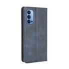 For OPPO Reno4 4G Magnetic Buckle Retro Crazy Horse Texture Horizontal Flip Leather Case  , with Holder & Card Slots & Photo Frame(Blue) - 4