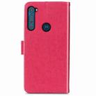 For Motorola One Fusion Plus Four-leaf Clasp Embossed Buckle Mobile Phone Protection Leather Case with Lanyard & Card Slot & Wallet & Bracket Function(Magenta) - 3