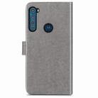 For Motorola One Fusion Plus Four-leaf Clasp Embossed Buckle Mobile Phone Protection Leather Case with Lanyard & Card Slot & Wallet & Bracket Function(Gray) - 3