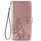 For Motorola One Fusion Plus Four-leaf Clasp Embossed Buckle Mobile Phone Protection Leather Case with Lanyard & Card Slot & Wallet & Bracket Function(Rose Gold) - 2