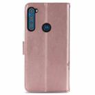 For Motorola One Fusion Plus Four-leaf Clasp Embossed Buckle Mobile Phone Protection Leather Case with Lanyard & Card Slot & Wallet & Bracket Function(Rose Gold) - 3