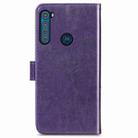 For Motorola One Fusion Plus Four-leaf Clasp Embossed Buckle Mobile Phone Protection Leather Case with Lanyard & Card Slot & Wallet & Bracket Function(Purple) - 3