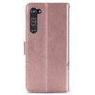 For Motorola Edge Four-leaf Clasp Embossed Buckle Mobile Phone Protection Leather Case with Lanyard & Card Slot & Wallet & Bracket Function(Rose Gold) - 3