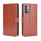 For OPPO Reno4 4G Retro Crazy Horse Texture Horizontal Flip Leather Case , with Holder & Card Slots & Photo Frame(Brown) - 1