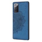 For Samsung Galaxy Note 20 Mandala Embossed Cloth + PC + TPU Mobile Phone Case with Magnetic Function & Hand Strap(Blue) - 2