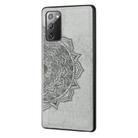 For Samsung Galaxy Note 20 Mandala Embossed Cloth + PC + TPU Mobile Phone Case with Magnetic Function & Hand Strap(Grey) - 2
